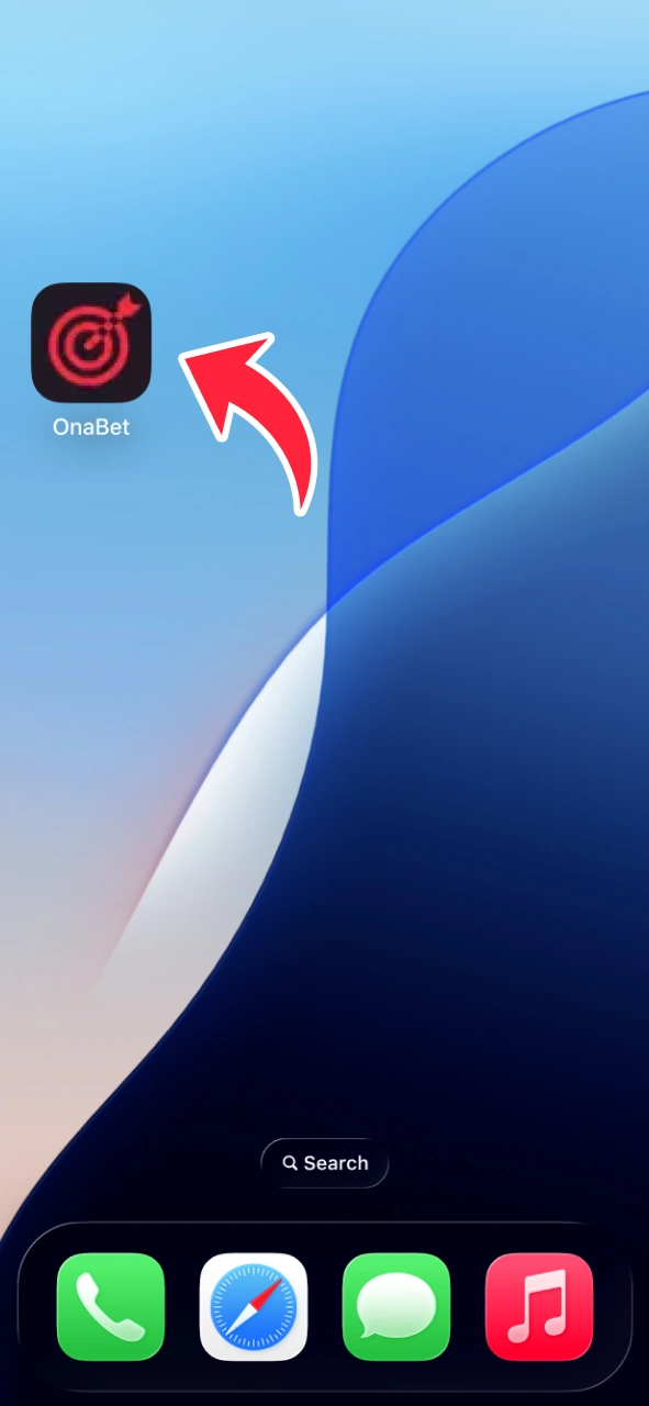 Abra o OnaBet na tela inicial do seu iOS.