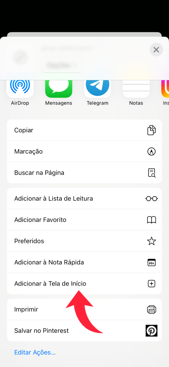 Clique neste botão para adicionar o site da OnaBet à sua página inicial do iOS.
