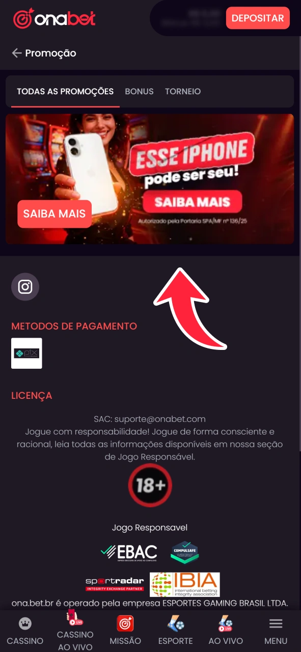 Acesse a página de bônus para ver quais bônus você pode solicitar na OnaBet.